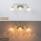 Green Metal Flower Frosted Glass Wall Sconce for Bathroom Vanity - product image 8 | Zenvolit