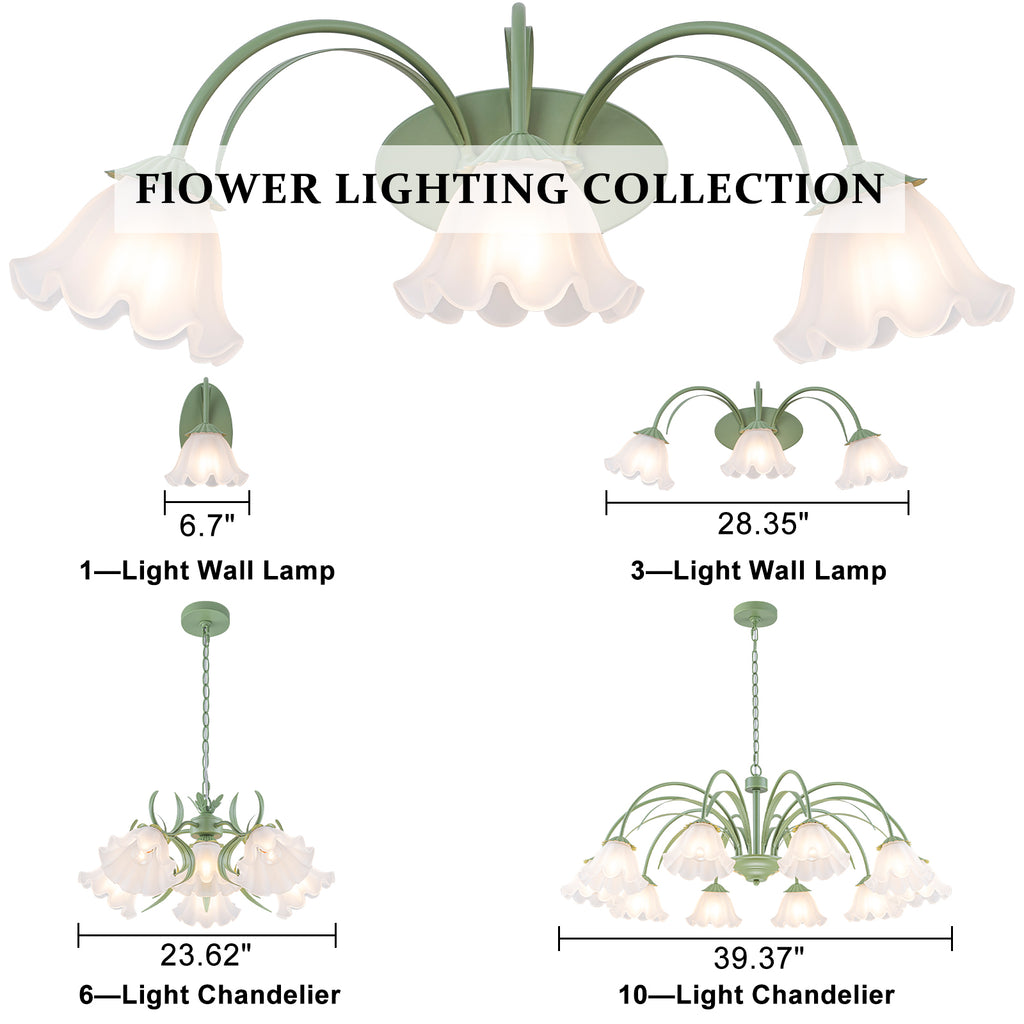 Green Metal Flower Frosted Glass Wall Sconce for Bathroom Vanity - product image 9 | Zenvolit