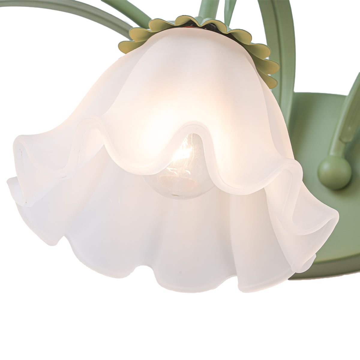 Green Metal Flower Frosted Glass Wall Sconce for Bathroom Vanity - product image 11 | Zenvolit