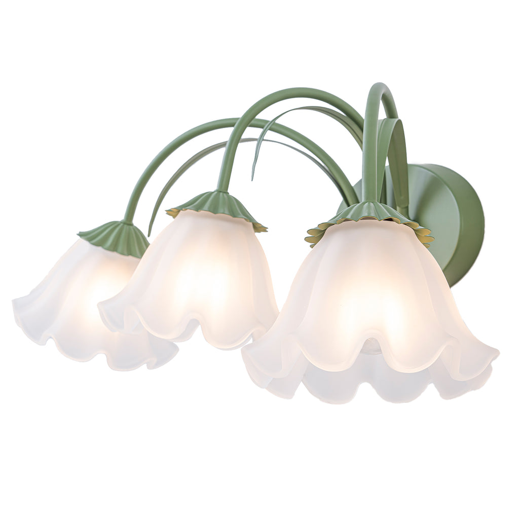 Green Metal Flower Frosted Glass Wall Sconce for Bathroom Vanity - product image 12 | Zenvolit