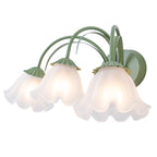 Green Metal Flower Frosted Glass Wall Sconce for Bathroom Vanity - product image 12 | Zenvolit