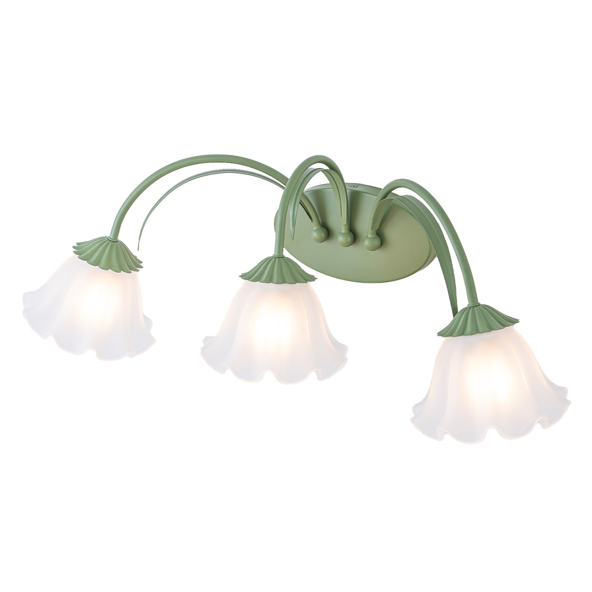 Green Metal Flower Frosted Glass Wall Sconce for Bathroom Vanity - product image 13 | Zenvolit