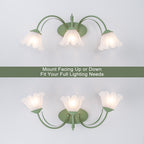 Green Metal Flower Frosted Glass Wall Sconce for Bathroom Vanity - product image 15 | Zenvolit