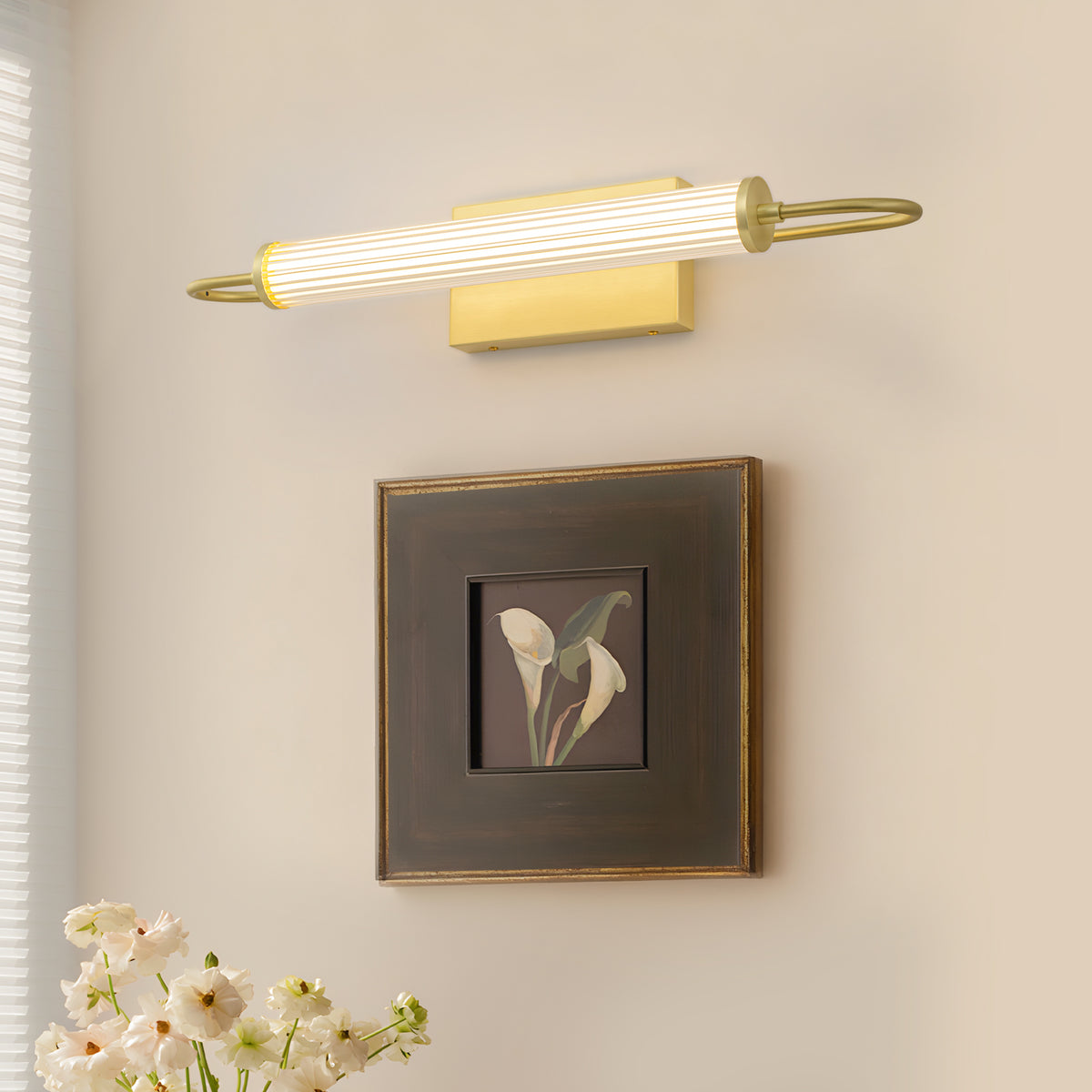 Modern Gold LED Wall Sconce with Cylinder Acrylic Shade Bathroom - product image 11 | Zenvolit