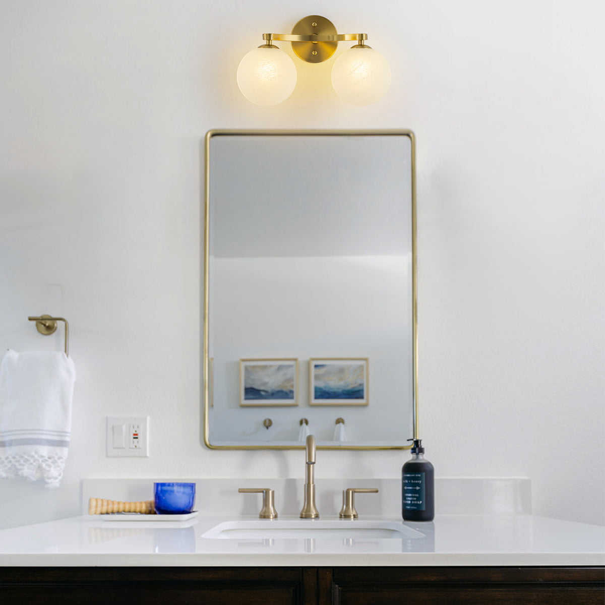 Modern Vanity Light with Frosted Seeded Glass Globes for Bathroom - product image 2 | Zenvolit