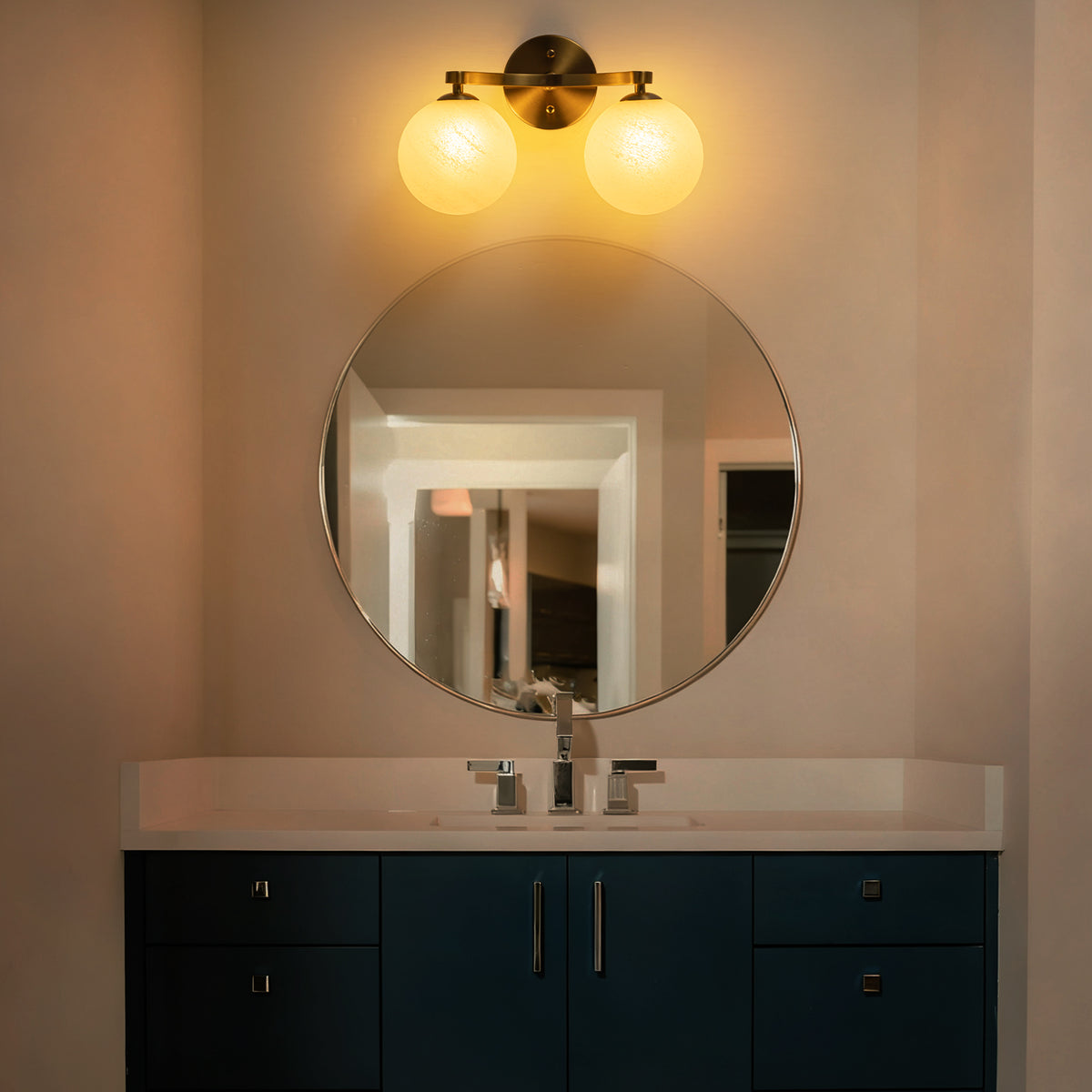 Modern Vanity Light with Frosted Seeded Glass Globes for Bathroom - product image 3 | Zenvolit