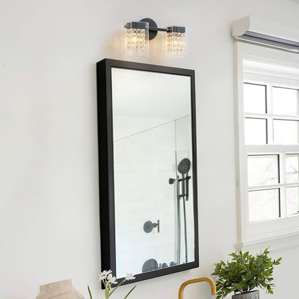 2-Light Crystal Vanity Light Wall Sconce Clear Glass Shades Bathroom - product image 2 | Zenvolit