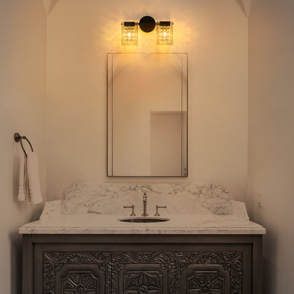 2-Light Crystal Vanity Light Wall Sconce Clear Glass Shades Bathroom - product image 3 | Zenvolit