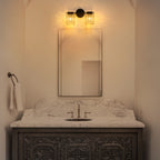 2-Light Crystal Vanity Light Wall Sconce Clear Glass Shades Bathroom - product image 3 | Zenvolit