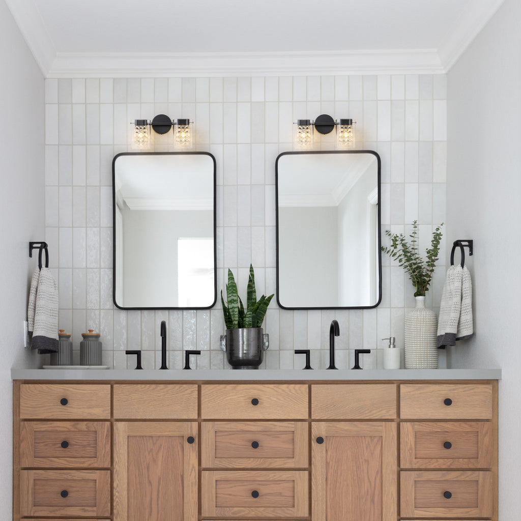 2-Light Crystal Vanity Light Wall Sconce Clear Glass Shades Bathroom - product image 5 | Zenvolit