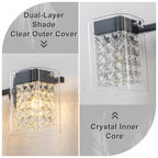 2-Light Crystal Vanity Light Wall Sconce Clear Glass Shades Bathroom - product image 11 | Zenvolit