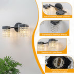 2-Light Crystal Vanity Light Wall Sconce Clear Glass Shades Bathroom - product image 12 | Zenvolit