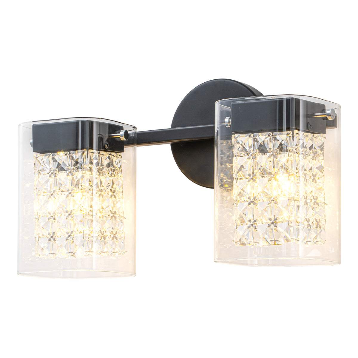 2-Light Crystal Vanity Light Wall Sconce Clear Glass Shades Bathroom - product image 13 | Zenvolit