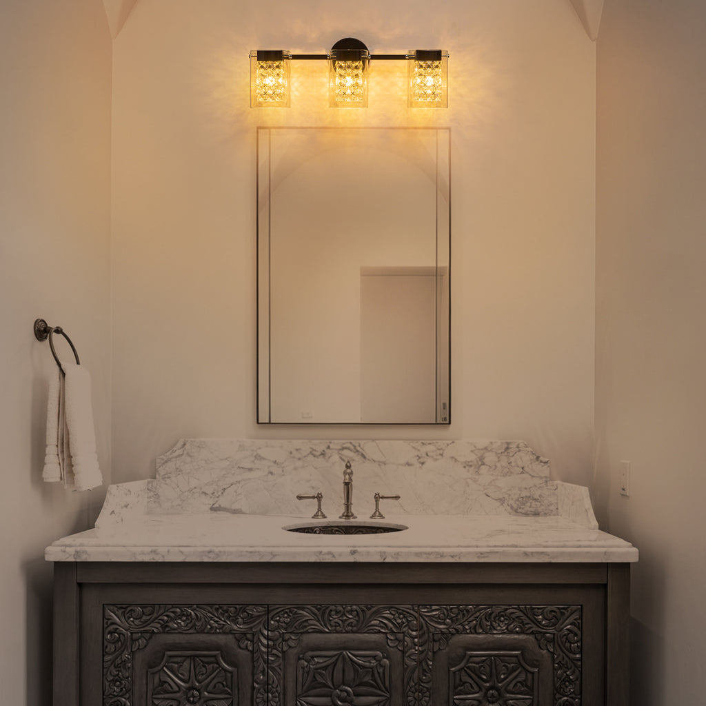 3-Light Crystal Vanity Light Wall Sconce Clear Glass Shades Bathroom - product image 2 | Zenvolit