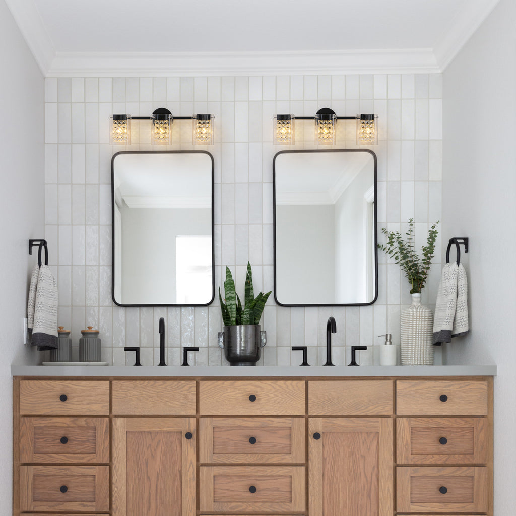 3-Light Crystal Vanity Light Wall Sconce Clear Glass Shades Bathroom - product image 4 | Zenvolit