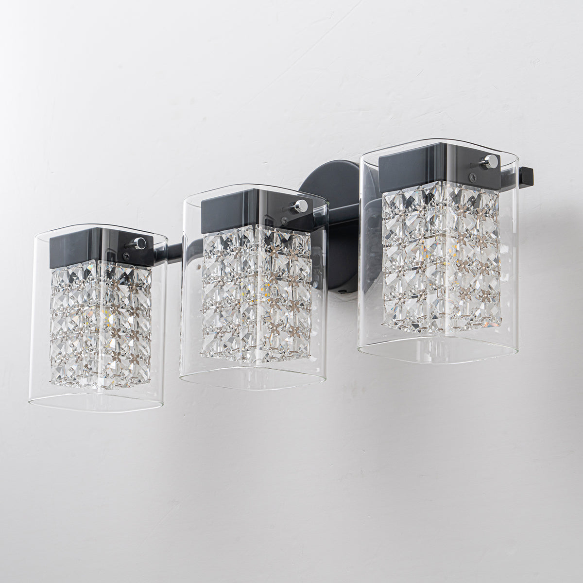 3-Light Crystal Vanity Light Wall Sconce Clear Glass Shades Bathroom - product image 8 | Zenvolit
