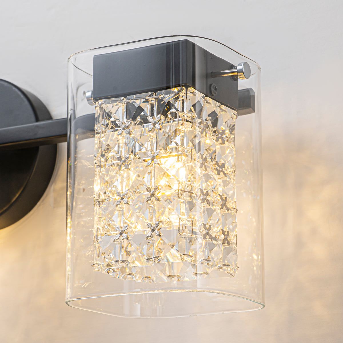 3-Light Crystal Vanity Light Wall Sconce Clear Glass Shades Bathroom - product image 9 | Zenvolit