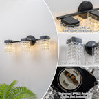 3-Light Crystal Vanity Light Wall Sconce Clear Glass Shades Bathroom - product image 11 | Zenvolit