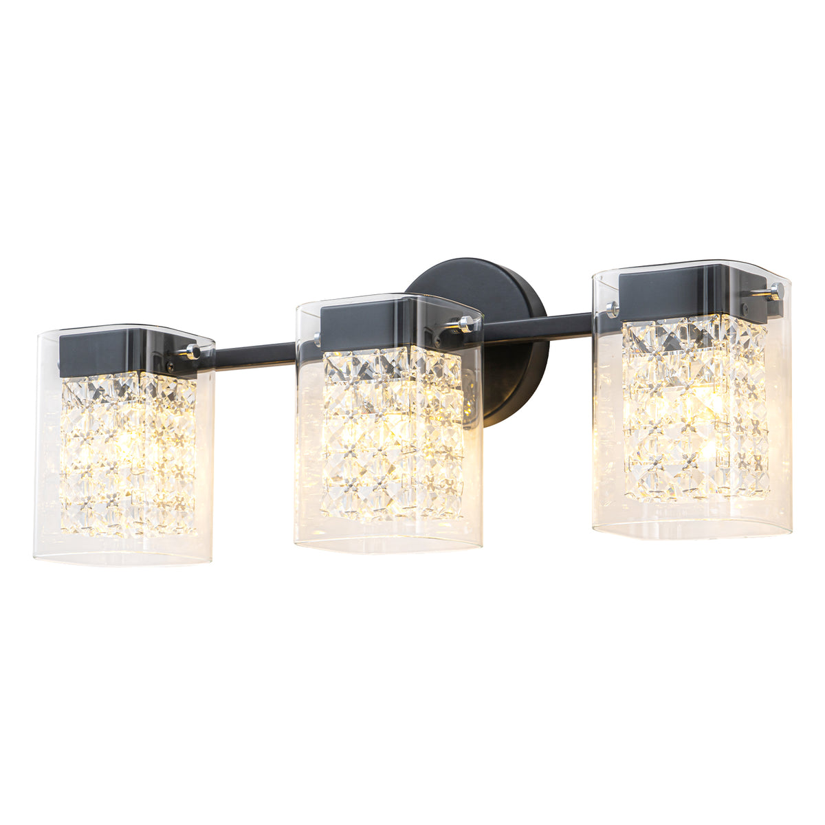 3-Light Crystal Vanity Light Wall Sconce Clear Glass Shades Bathroom - product image 12 | Zenvolit