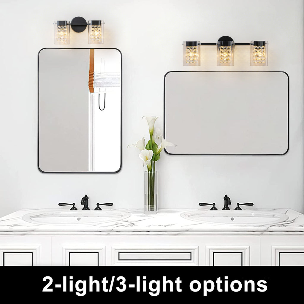 3-Light Crystal Vanity Light Wall Sconce Clear Glass Shades Bathroom - product image 15 | Zenvolit