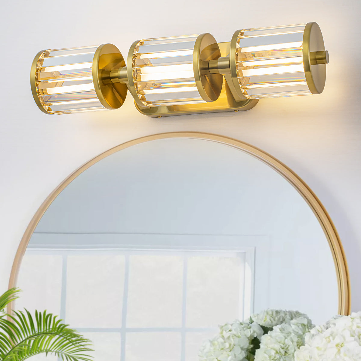 Modern Gold LED Vanity Wall Sconce Crystal Bathroom Light 3-Light - product image 1 | Zenvolit