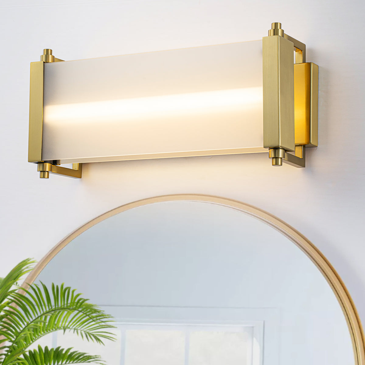 Gold LED Vanity Lights Frosted Tempered Glass Panel Modern Bathroom - product image 1 | Zenvolit