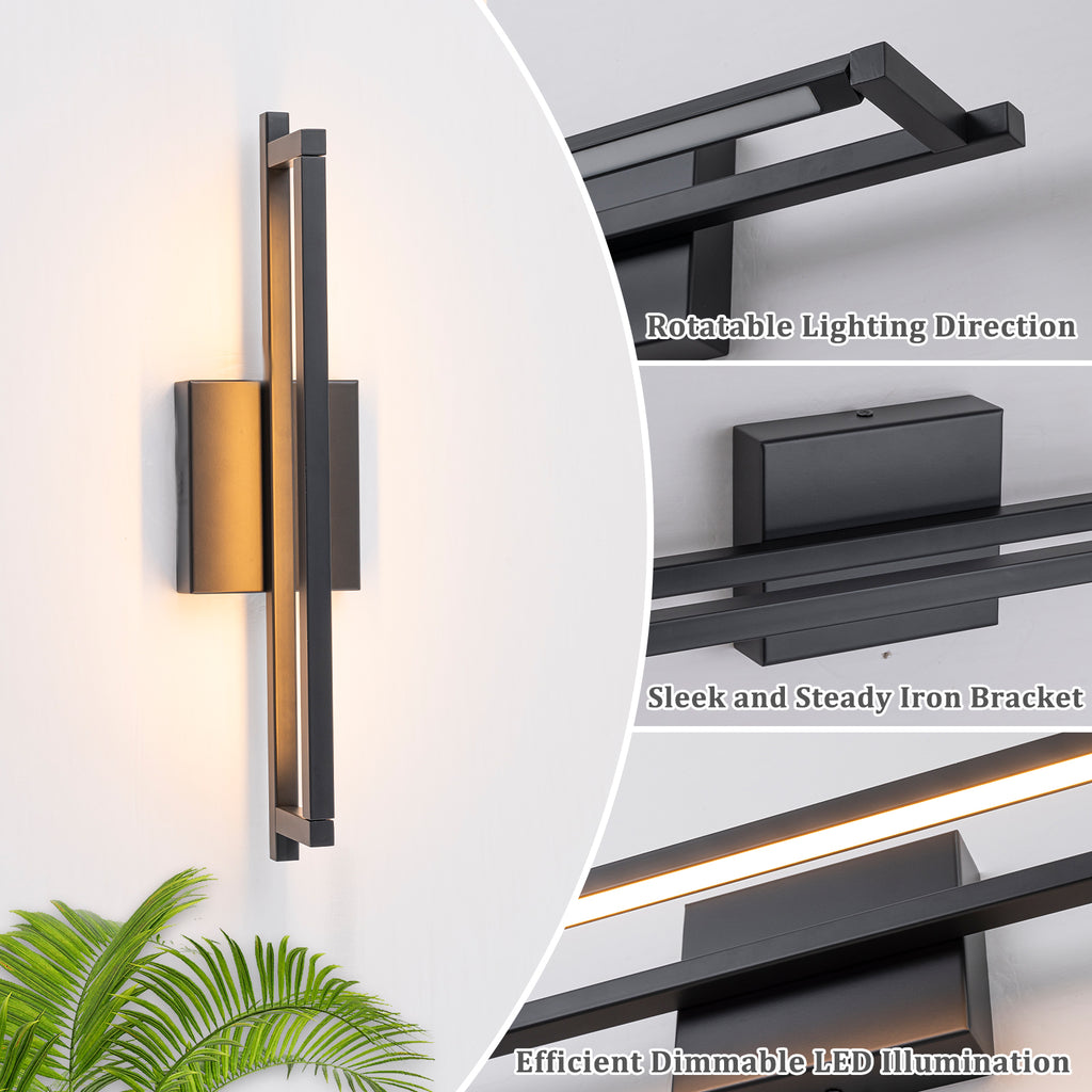 Modern Matte Black Linear Rectangular LED Wall Sconces Dimmable - product image 14 | Zenvolit