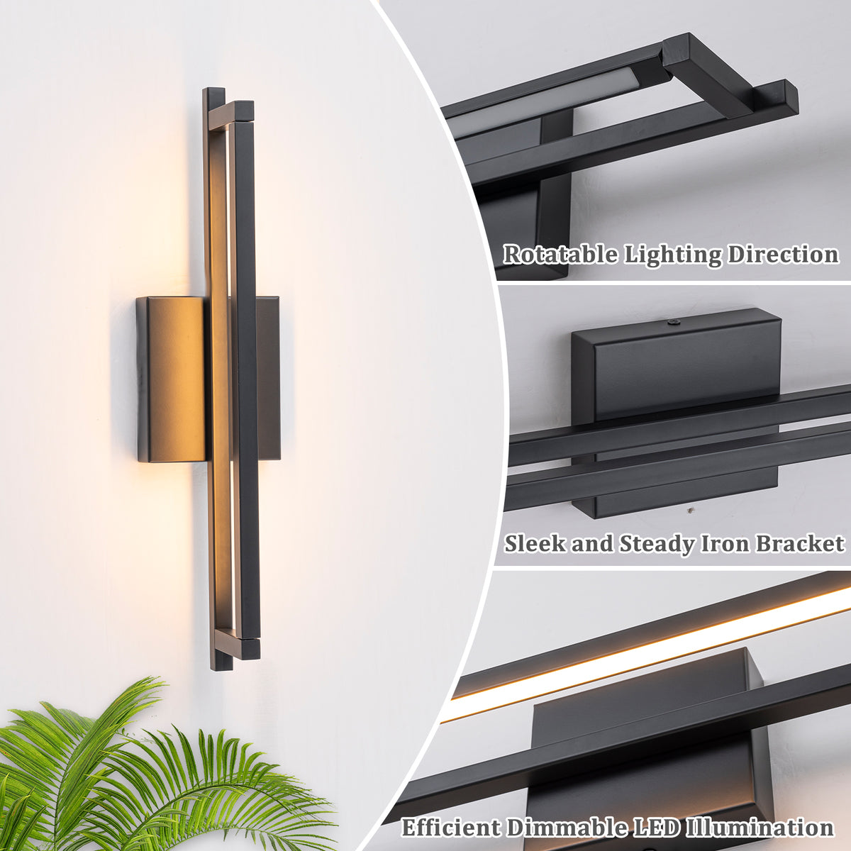 Modern Matte Black Linear Rectangular LED Wall Sconces Dimmable - product image 14 | Zenvolit