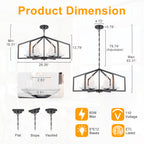 6-Light Industrial Matte Black Geometric Chandelier with White Ceramic - product image 1 | Zenvolit