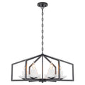 6-Light Industrial Matte Black Geometric Chandelier with White Ceramic - product image 6 | Zenvolit