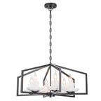 6-Light Industrial Matte Black Geometric Chandelier with White Ceramic - product image 7 | Zenvolit