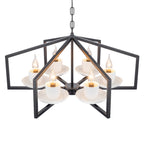 6-Light Industrial Matte Black Geometric Chandelier with White Ceramic - product image 8 | Zenvolit