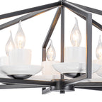 6-Light Industrial Matte Black Geometric Chandelier with White Ceramic - product image 9 | Zenvolit