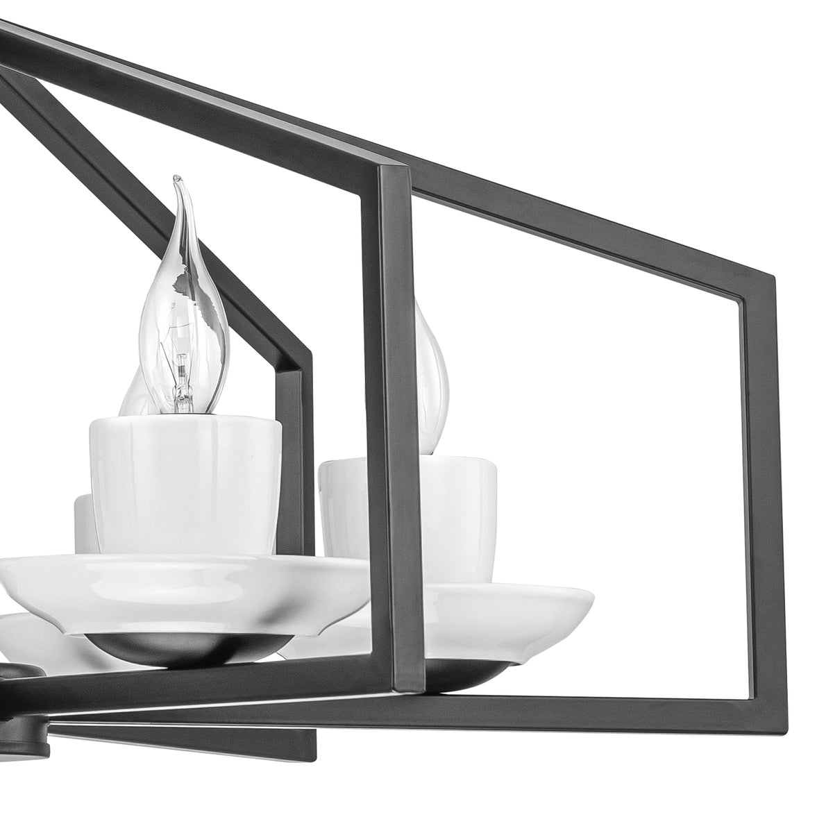 6-Light Industrial Matte Black Geometric Chandelier with White Ceramic - product image 10 | Zenvolit