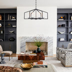 6-Light Industrial Matte Black Geometric Chandelier with White Ceramic - product image 13 | Zenvolit
