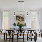 3-Light Black Linear Pendant Light with Pleated Clear Glass Shades - product image 2 | Zenvolit