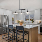 3-Light Black Linear Pendant Light with Pleated Clear Glass Shades - product image 4 | Zenvolit