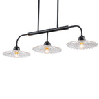 3-Light Black Linear Pendant Light with Pleated Clear Glass Shades - product image 9 | Zenvolit