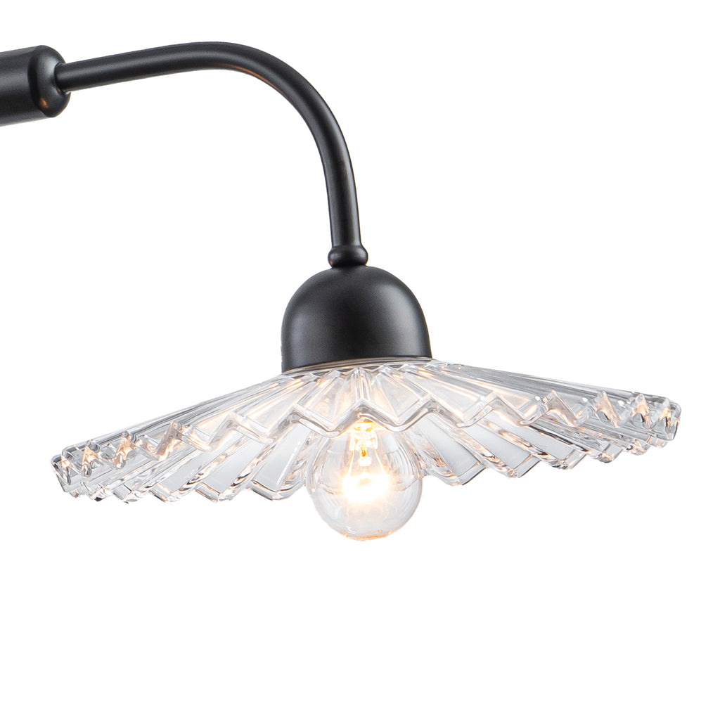 3-Light Black Linear Pendant Light with Pleated Clear Glass Shades - product image 10 | Zenvolit