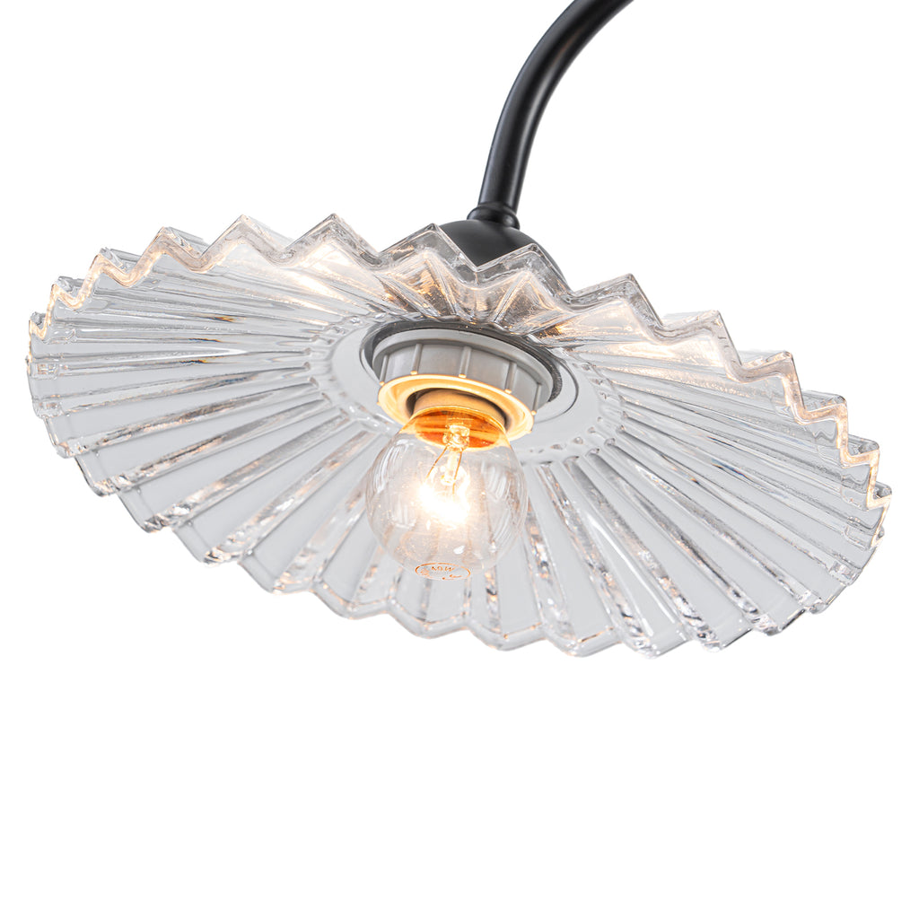 3-Light Black Linear Pendant Light with Pleated Clear Glass Shades - product image 11 | Zenvolit