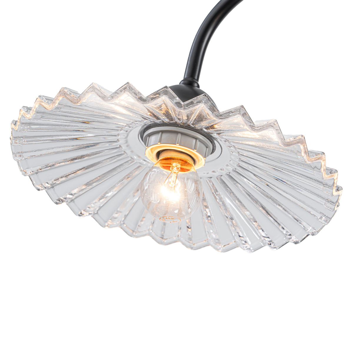 3-Light Black Linear Pendant Light with Pleated Clear Glass Shades - product image 11 | Zenvolit