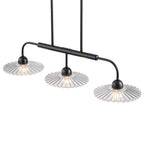 3-Light Black Linear Pendant Light with Pleated Clear Glass Shades - product image 12 | Zenvolit