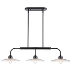 3-Light Black Linear Pendant Light with Pleated Clear Glass Shades - product image 13 | Zenvolit