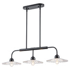 3-Light Black Linear Pendant Light with Pleated Clear Glass Shades - product image 17 | Zenvolit