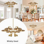 6-Light Modern Gold Branch Chandelier with Tea-Colored Glass Shades - product image 1 | Zenvolit