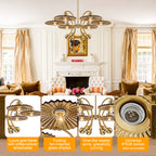 6-Light Modern Gold Branch Chandelier with Tea-Colored Glass Shades - product image 4 | Zenvolit