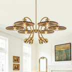 6-Light Modern Gold Branch Chandelier with Tea-Colored Glass Shades - product image 6 | Zenvolit