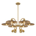 6-Light Modern Gold Branch Chandelier with Tea-Colored Glass Shades - product image 7 | Zenvolit