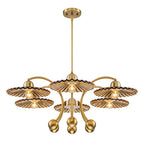 6-Light Modern Gold Branch Chandelier with Tea-Colored Glass Shades - product image 8 | Zenvolit