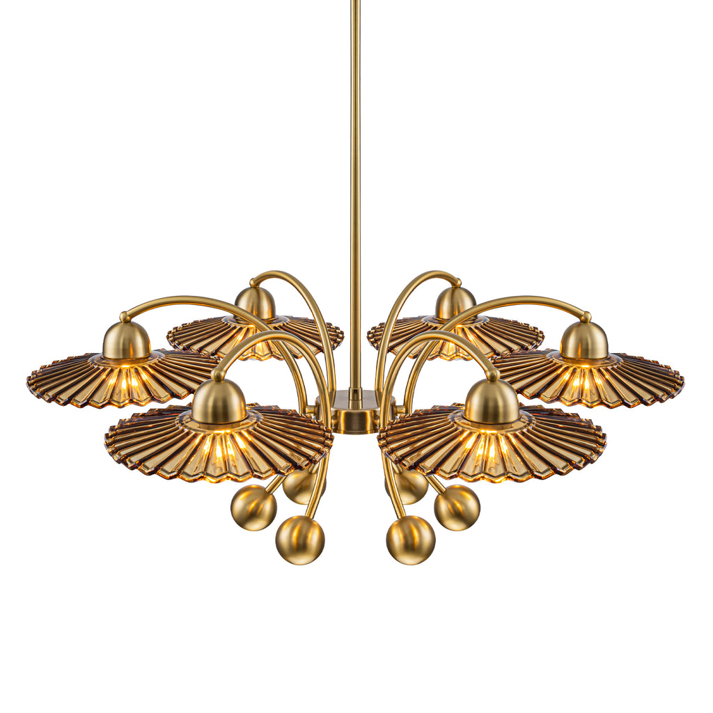 6-Light Modern Gold Branch Chandelier with Tea-Colored Glass Shades - product image 9 | Zenvolit